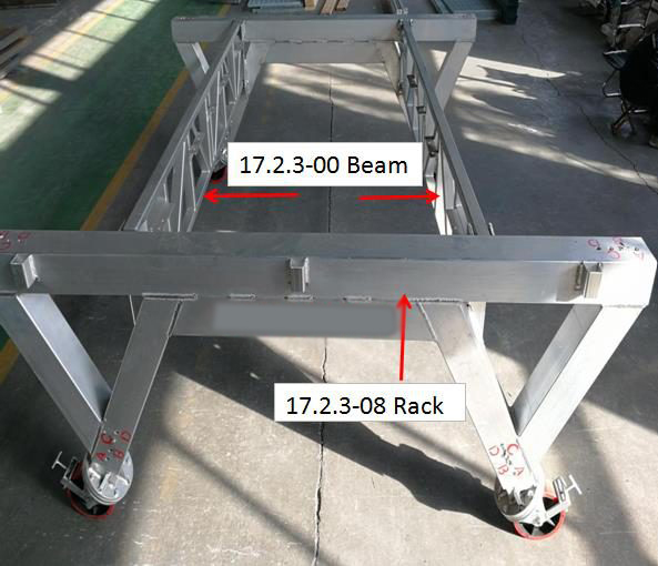 Inclined leg and rack assembly