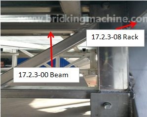 Rack and beam assembly detail