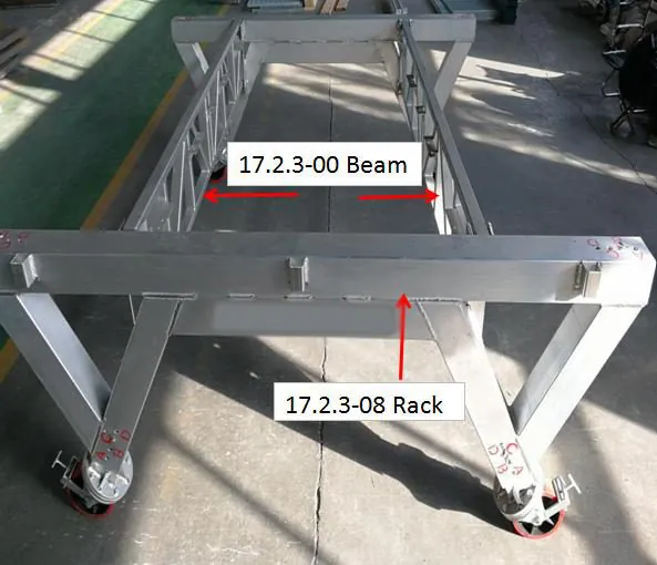 Inclined leg and rack assembly