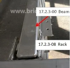 Rack and beam assembly detail